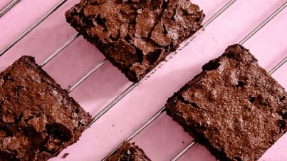 freshly baked fudgy chocolate brownies