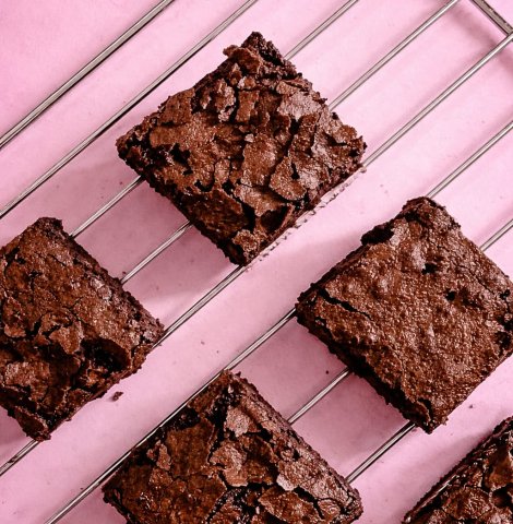 freshly baked fudgy chocolate brownies